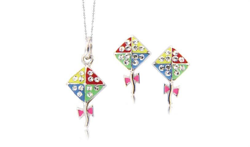 Mini kite set pendant and earrings