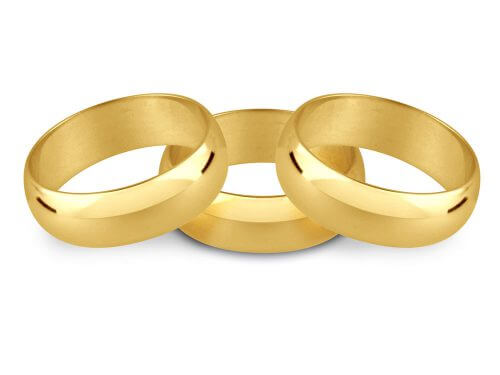 Yellow Gold D Shape Wedding Rings