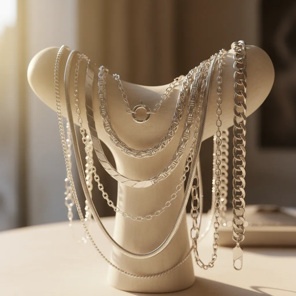 Silver chain closeup highlighting jewelry chain drape sparkle and quality details for premium wholesale jewelry styles