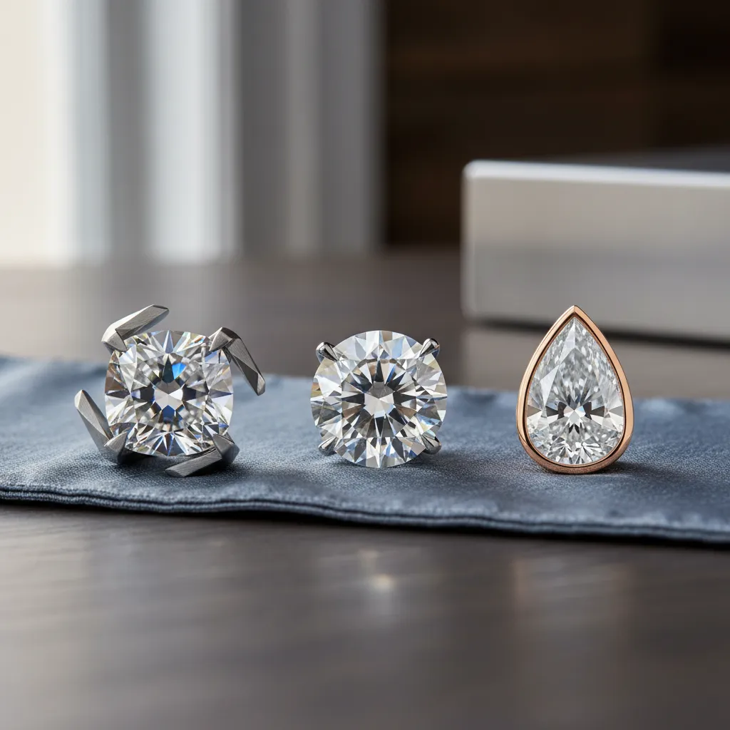5 difference between moissanite diamond and lab diamond shown in a luxury gemstone category compariso