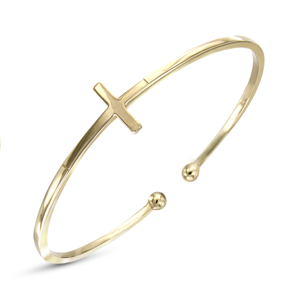 Cross Bangle Bracelet - Gerochristo 6429N– 18K Gold & Silver | CultureTaste