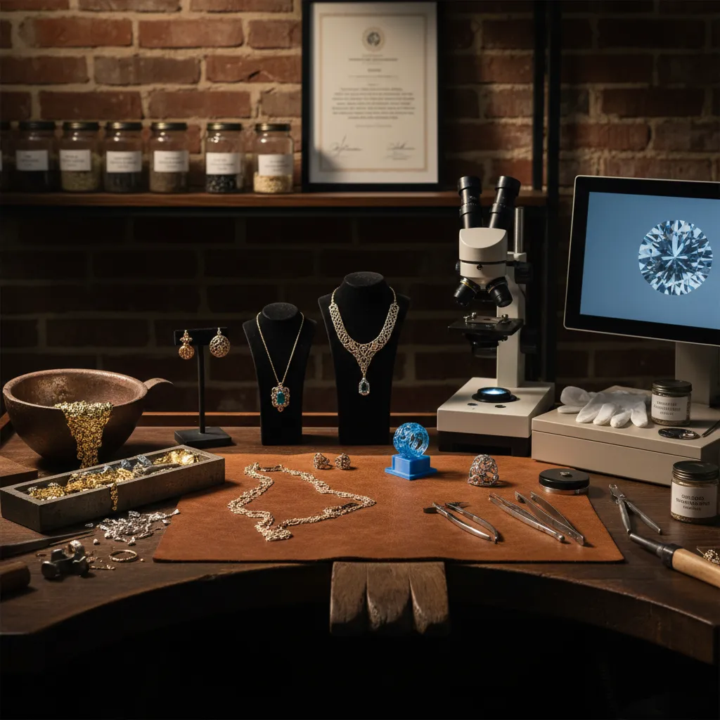 Sustainable jewelry manufacturers process with fine jewelry prototypes tools and responsible production details