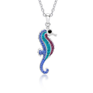 Crystal Ocean Blue Seahorse Pendant