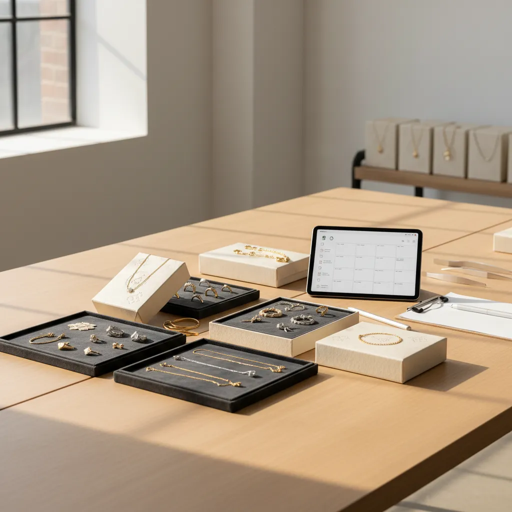 B2B jewelry supplier quality evaluation scene illustrating quality standards in the world for the jewelry industry