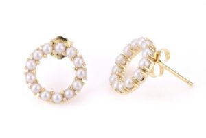 Seed Pearl Circle Earrings