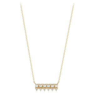 Diamond Pearl Bar Necklace