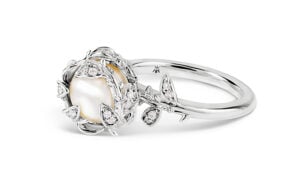 Nested Pearl Engagement Ring