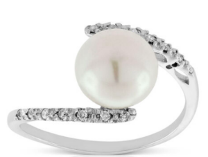 Twisted Diamond & Pearl Ring