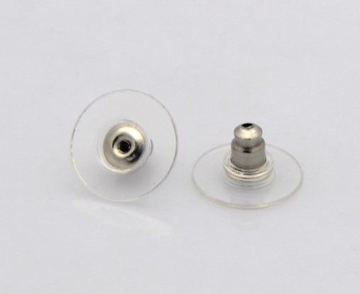 Clear Soft Plastic Earring Back Stopper Ear Nut Findings about 4mm long,  3.5mm wide, 3.5mm thick, hole: 0.7mm – BeadsBalzar Beads & Crafts
