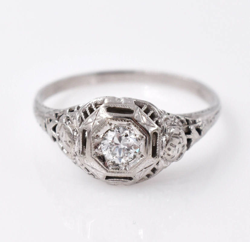 Art Deco Geometric Diamond Engagement Ring