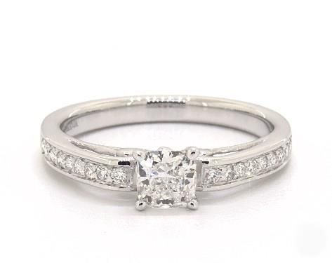 Arched Scroll Diamond Engagement Ring