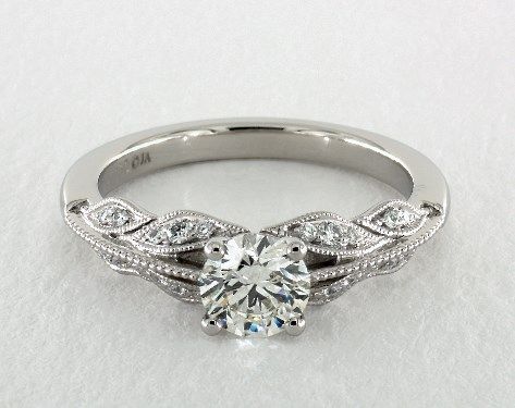 Art Deco Inspired Floral Halo Engagement Ring
