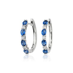 White Gold Sapphire Trellis Inside Out Oval Hoops