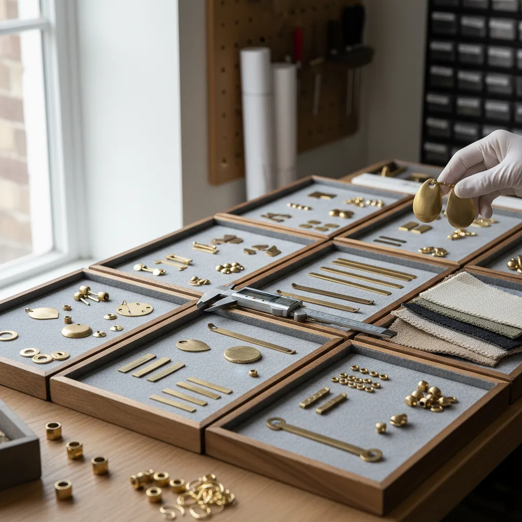 Brass vs bronze sample evaluation for jewelry production with brass grommets and finishing comparison