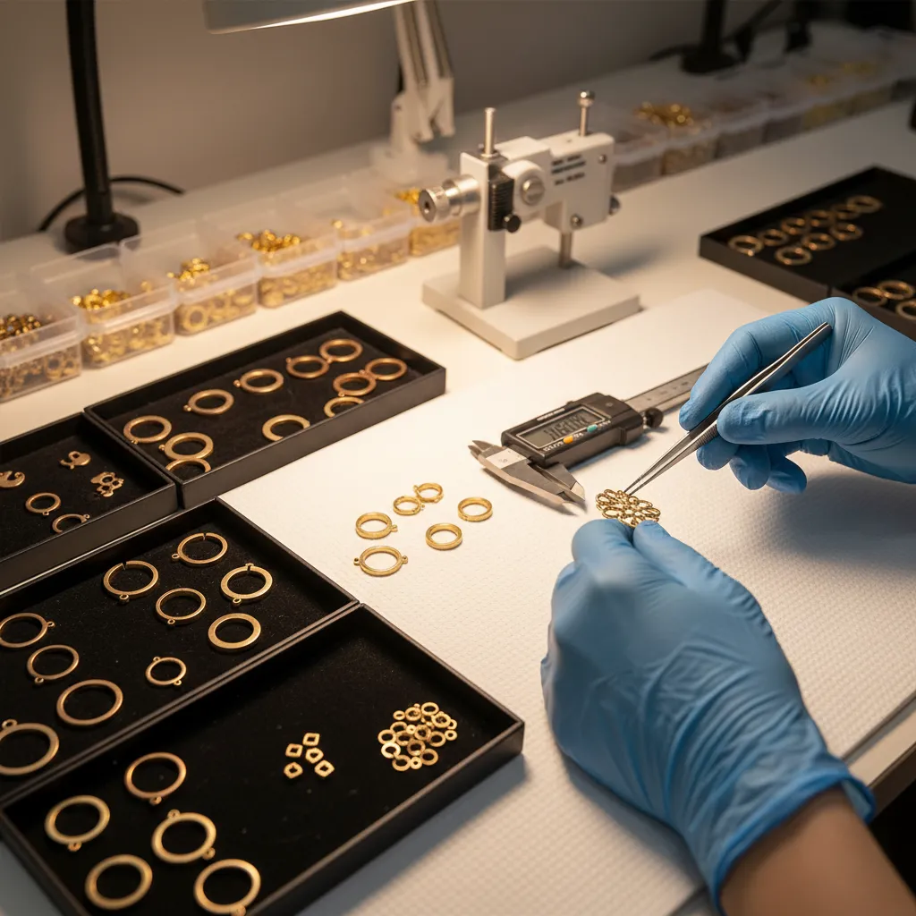 Brass vs bronze jewelry quality control inspection of samples for wholesale manufacturing and sourcing
