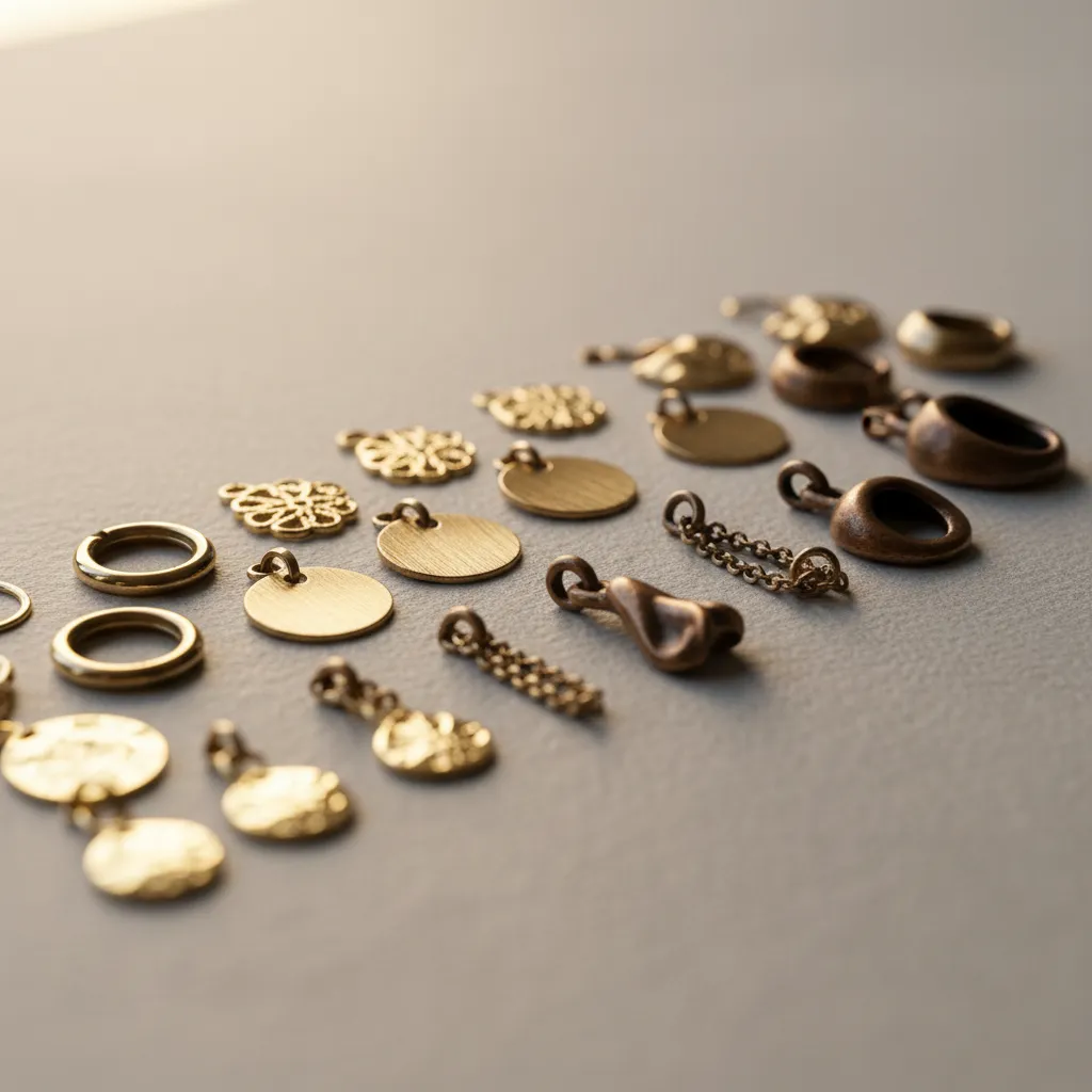 Brass vs bronze finish outcomes in jewelry components showing polish, tone, and surface variation