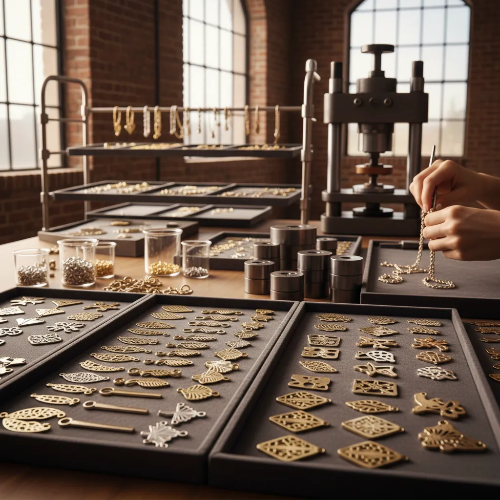 The most popular jewelry manufacturing techniques showing stamping and assembly methods for scalable jewelry production
