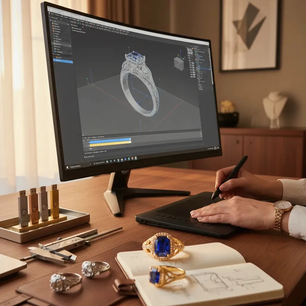 3d jewelry design course scene showing CAD file handoff, revisions, and manufacturer-ready jewelry development