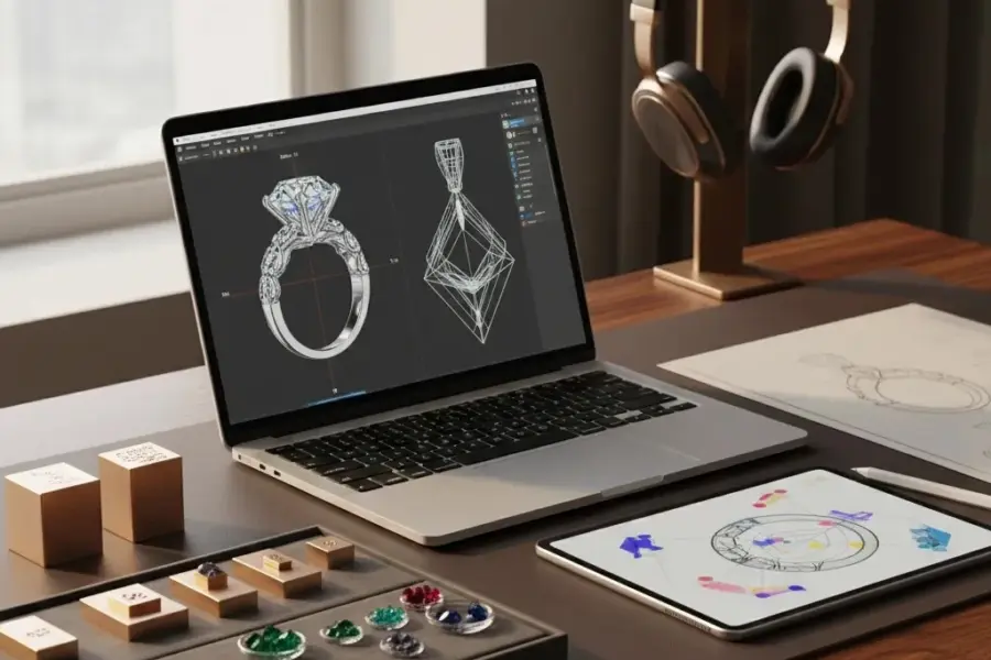 3d jewelry design online workspace with CAD jewelry models, remote review tools, and premium product development setup