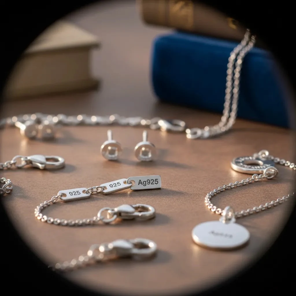 925 on jewelry and common hallmark variations including sterling silver stamp details