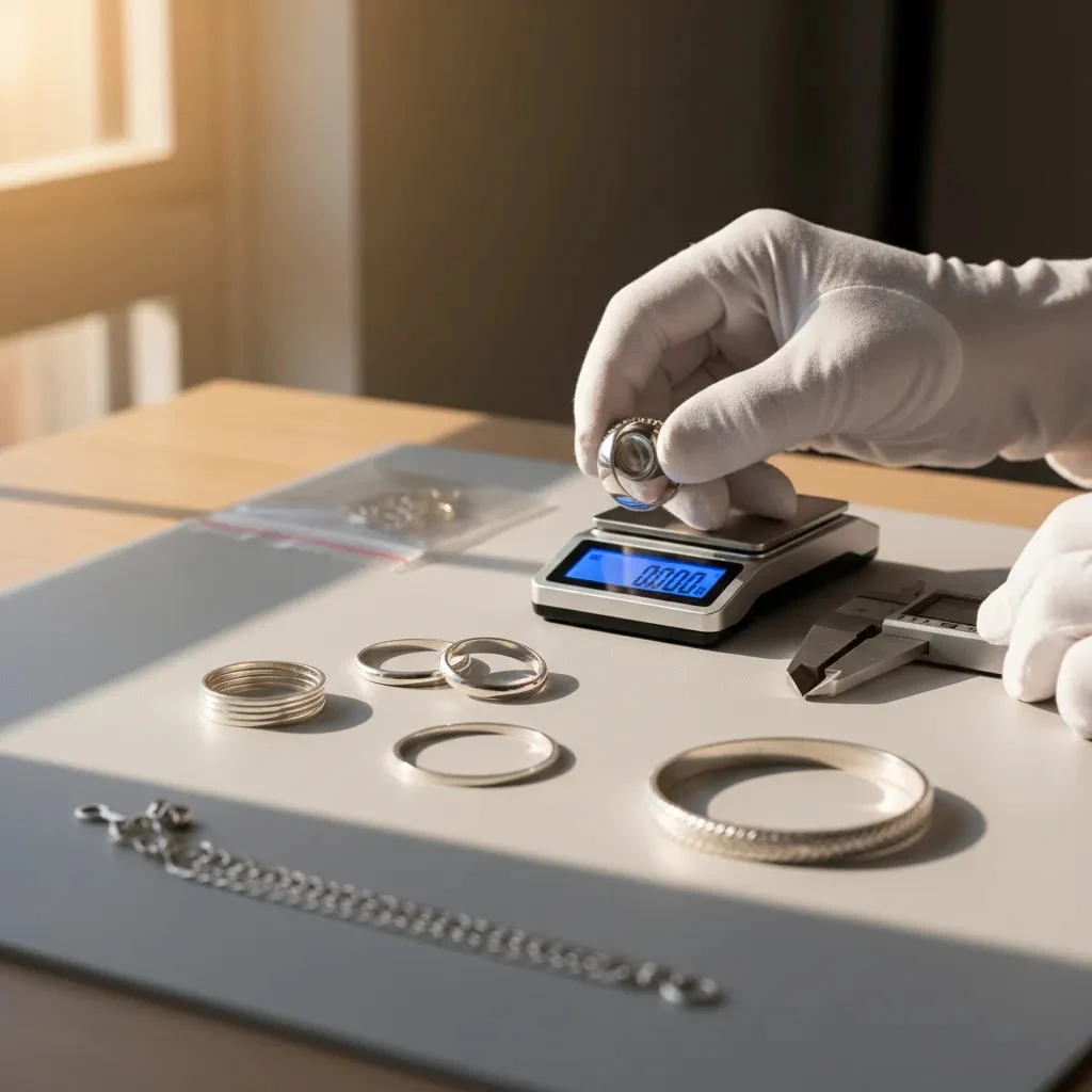 Professional inspection of 925 sterling silver jewelry for quality checks and sourcing verification