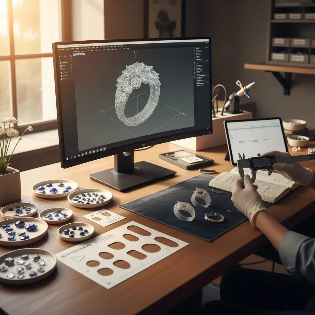 cost of 3d model in jewelry shown through CAD review, prototype samples, and production-ready design workflow