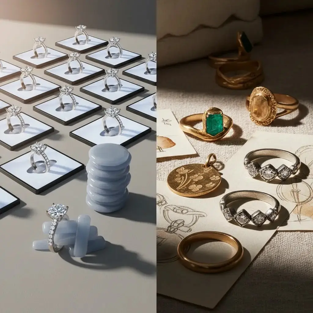 3d jewelry design for sale compared with custom jewelry design through pre-made models and bespoke prototypes