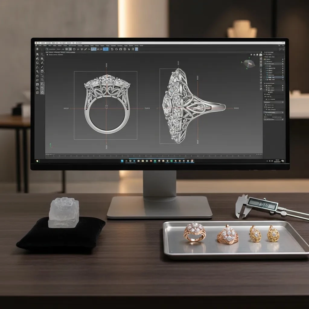 production-ready 3d jewelry design online workflow with CAD model, prototype, and precision tools