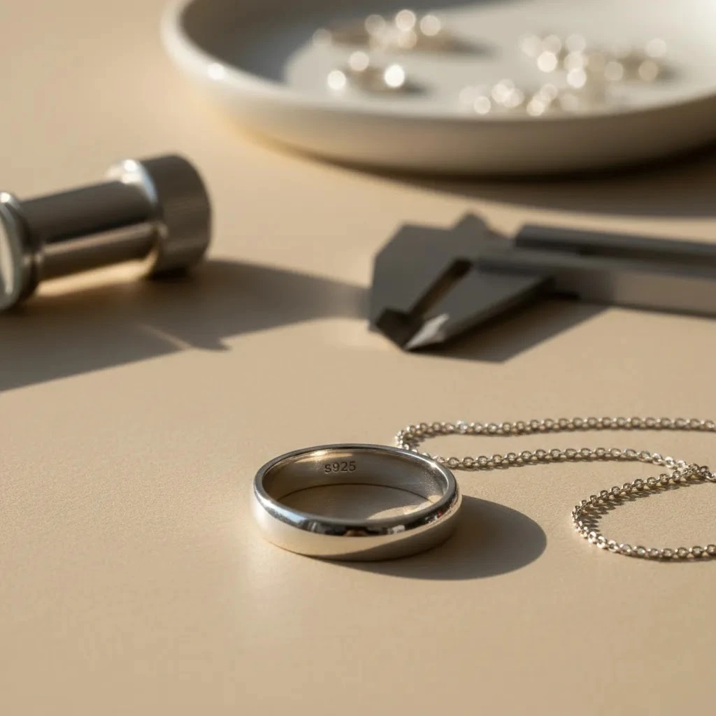 s925 meaning shown on sterling silver jewelry with hallmark stamp for sourcing and quality verification