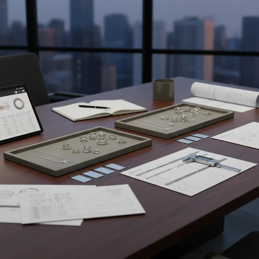 White gold vs silver jewelry planning workspace for wholesale collection development