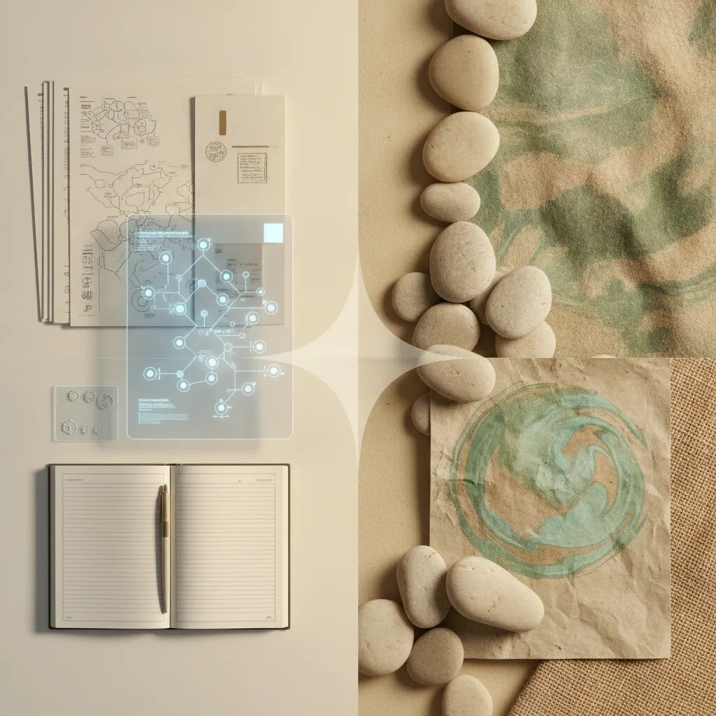 Ethical fine jewelry versus sustainable jewelry concept showing documentation, traceability, and environmental responsibility visuals