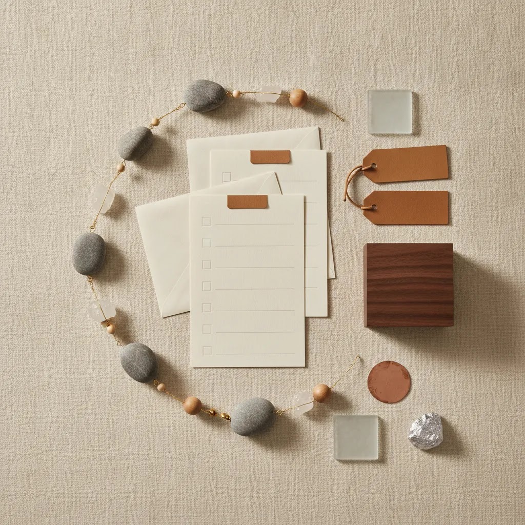 Responsible sourcing jewelry traceability concept with verification documents and material samples