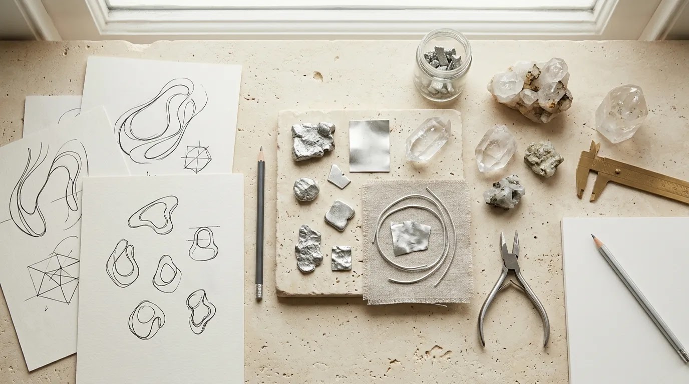 Cheap moissanite rings sourcing and affordable jewelry design planning workspace