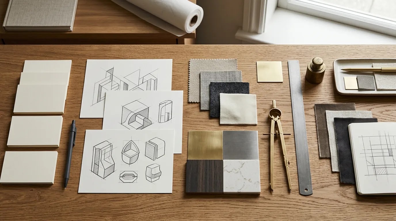 Crafting crown jewels guide bespoke jewelry design manufacturing brands shown through a premium concept-to-production planning workspace.