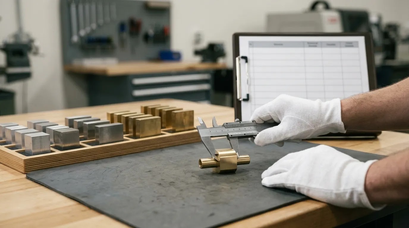 Private label manufacturers in USA quality control process with precision inspection of brass materials
