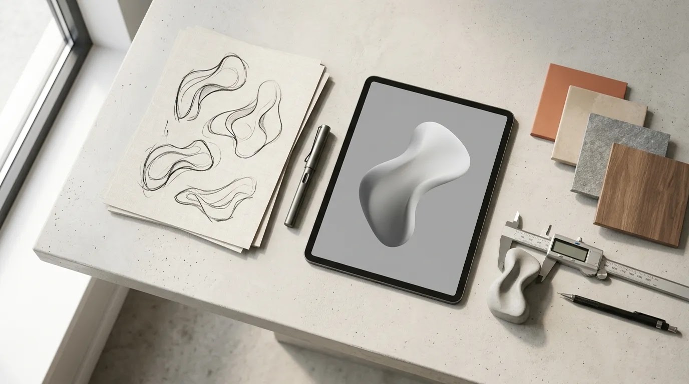 Future bling 3d printing jewelry design development chain from concept sketch to digital model