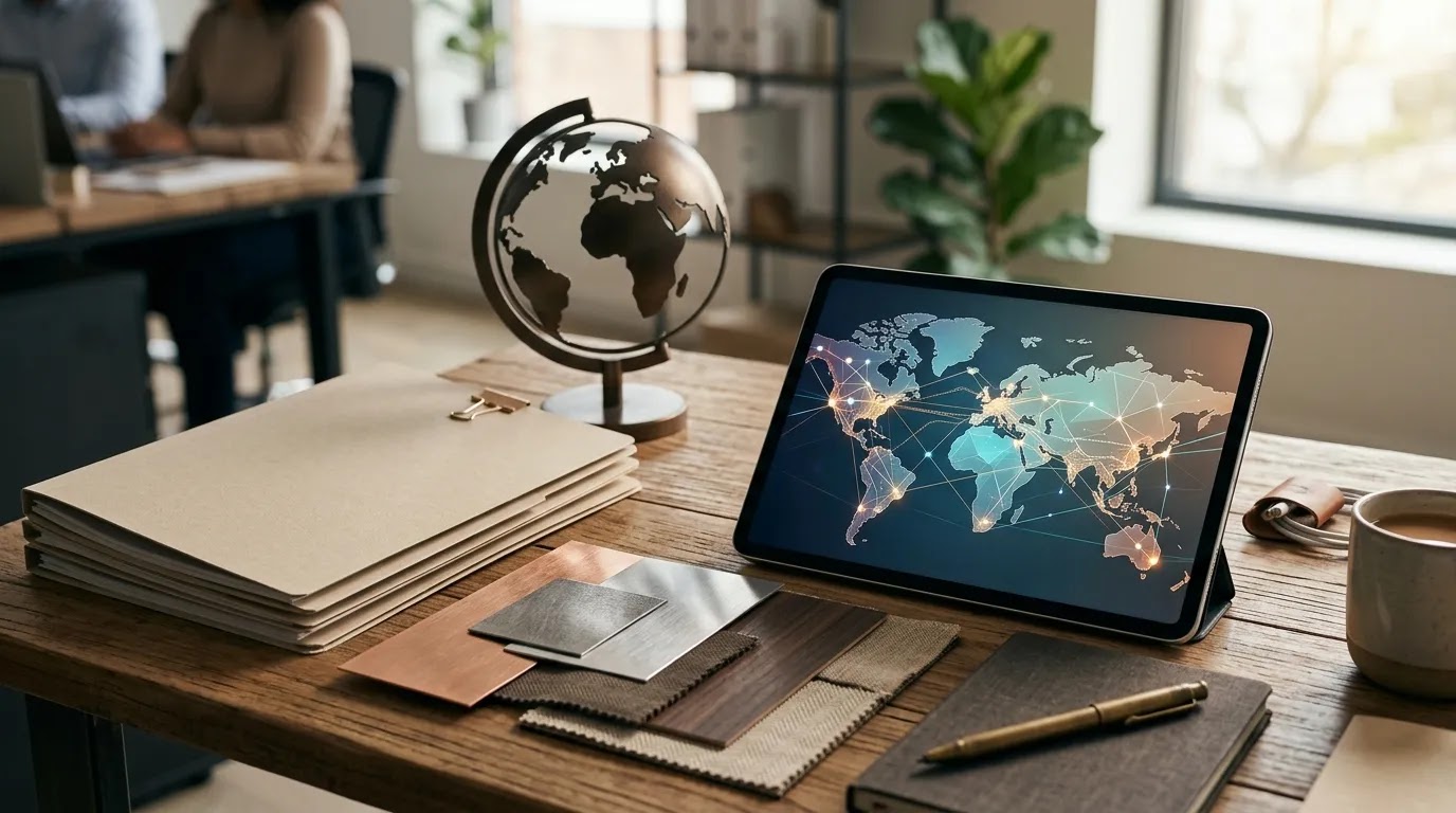 Visuelle Darstellung von Neuigkeiten zum verantwortungsvollen Einkauf von Schmuck, die regionale Veränderungen im Beschaffungswesen und digitale Rückverfolgbarkeitsprozesse veranschaulicht.