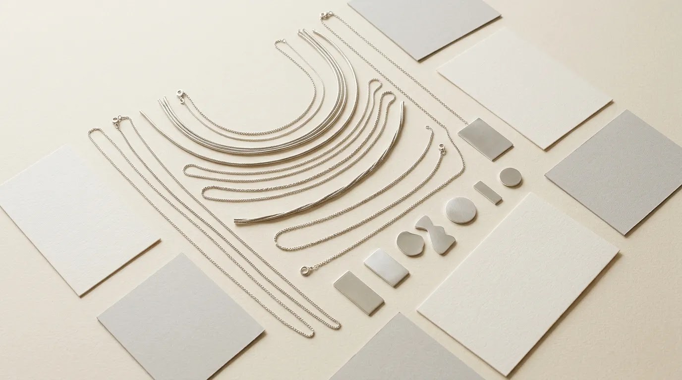 Wholesale silver pendants assortment planning with coordinated silver-toned chain-length options
